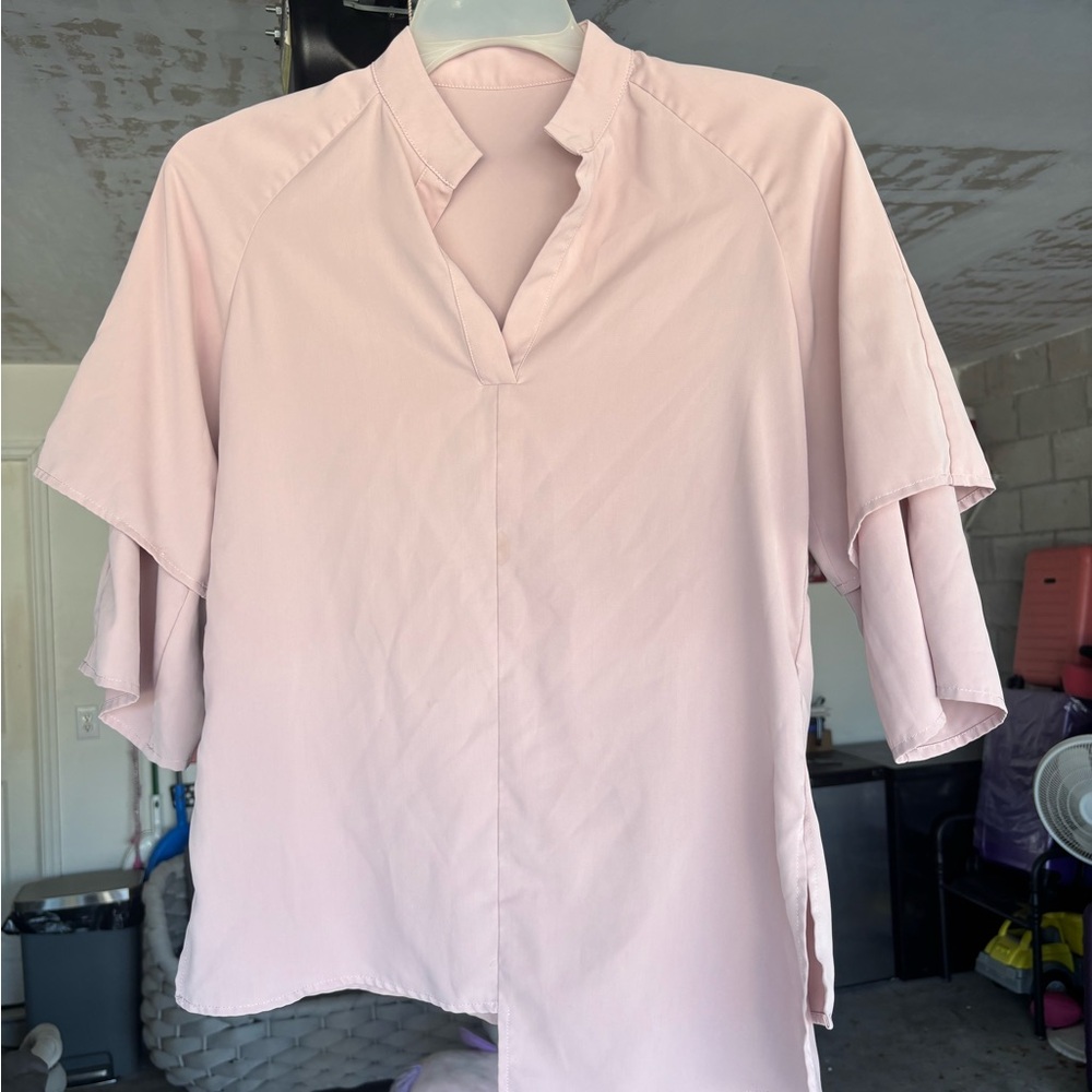 Light Pink Short Sleeve Blouse